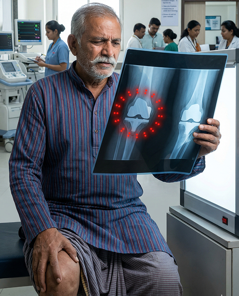 X-Ray Shows Shifted Implant — Aseptic Loosening Diagnosis