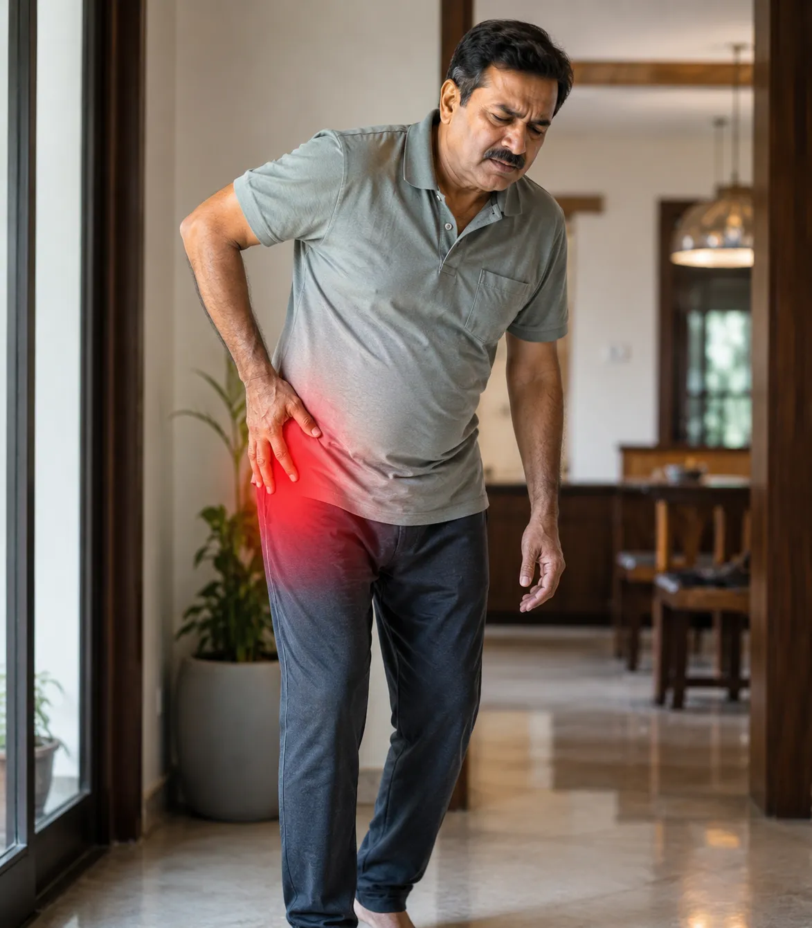 Constant hip pain that limits daily walking or standing