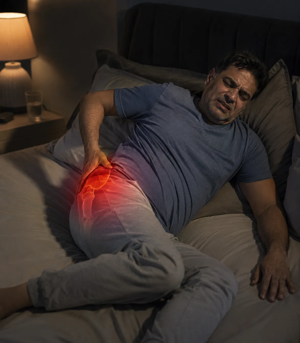 Hip pain that persists even while resting or sleeping