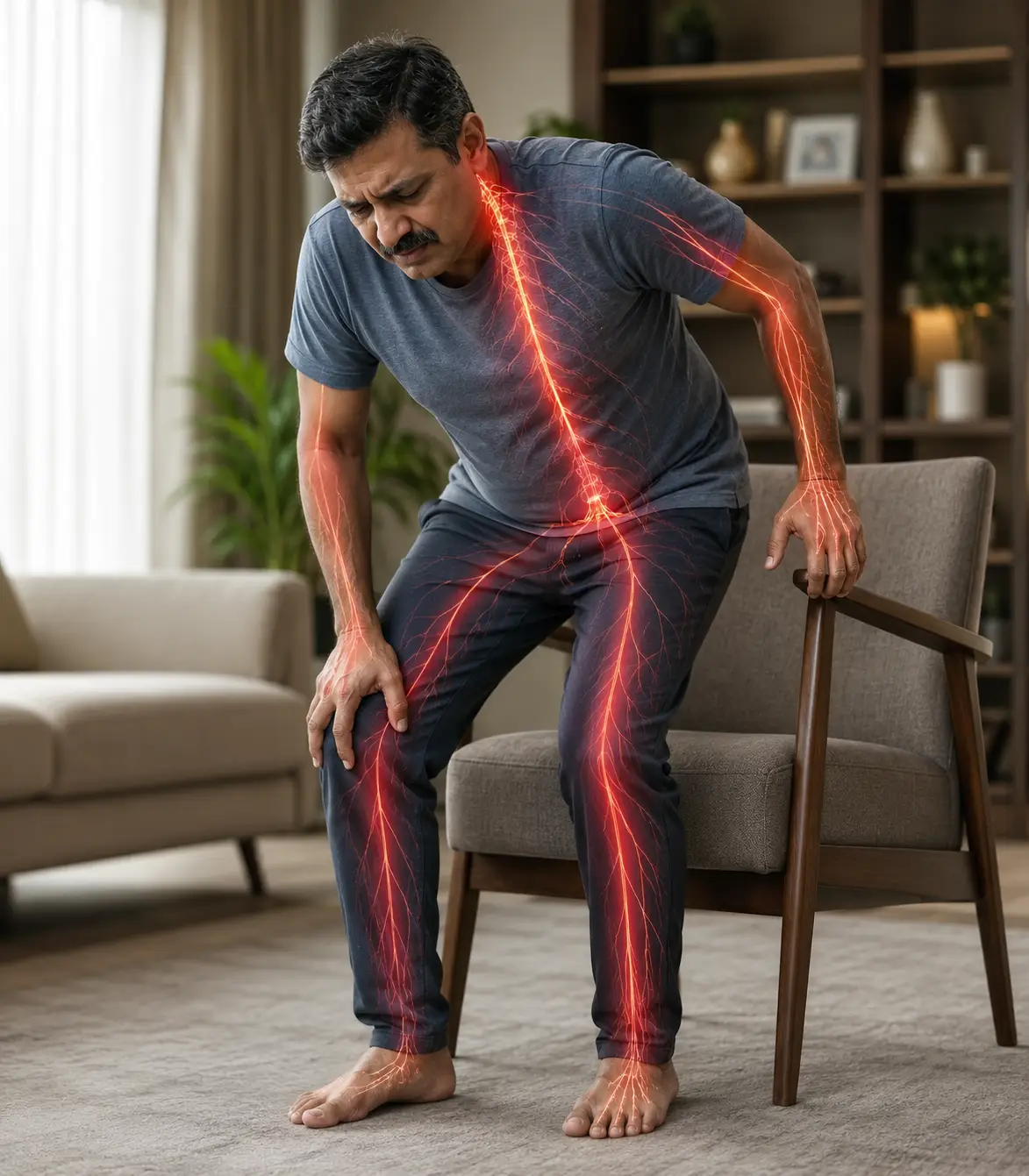 Muscle weakness in the legs or arms