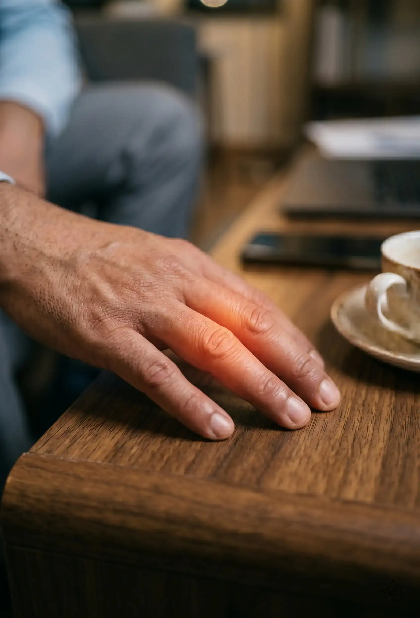Swelling, stiffness, or warmth around a joint